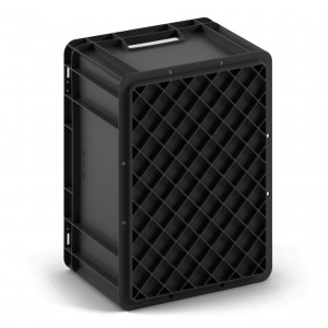 Евроконтейнер 400x300x220 мм Арт. EC-4322.3 черный с усиленным дном и открытыми ручками