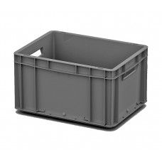 Евроконтейнер 400x300x220 мм Арт. ЕС-4322.1 серый с гладким дном и открытыми ручками Евроконтейнер 400x300x220 мм Арт. ЕС-4322.1 серый с гладким дном и открытыми ручками