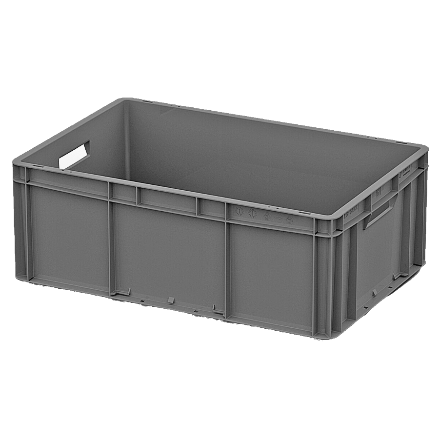 Евроконтейнер 600x400x220 мм Арт. ЕС-6422.3 серый с усиленным дном и открытыми ручками Евроконтейнер 600x400x220 мм Арт. ЕС-6422.3 серый с усиленным дном и открытыми ручками