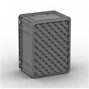 Евроконтейнер 400x300x220 мм Арт. ЕС-4322.4 серый с усиленным дном и закрытыми ручками